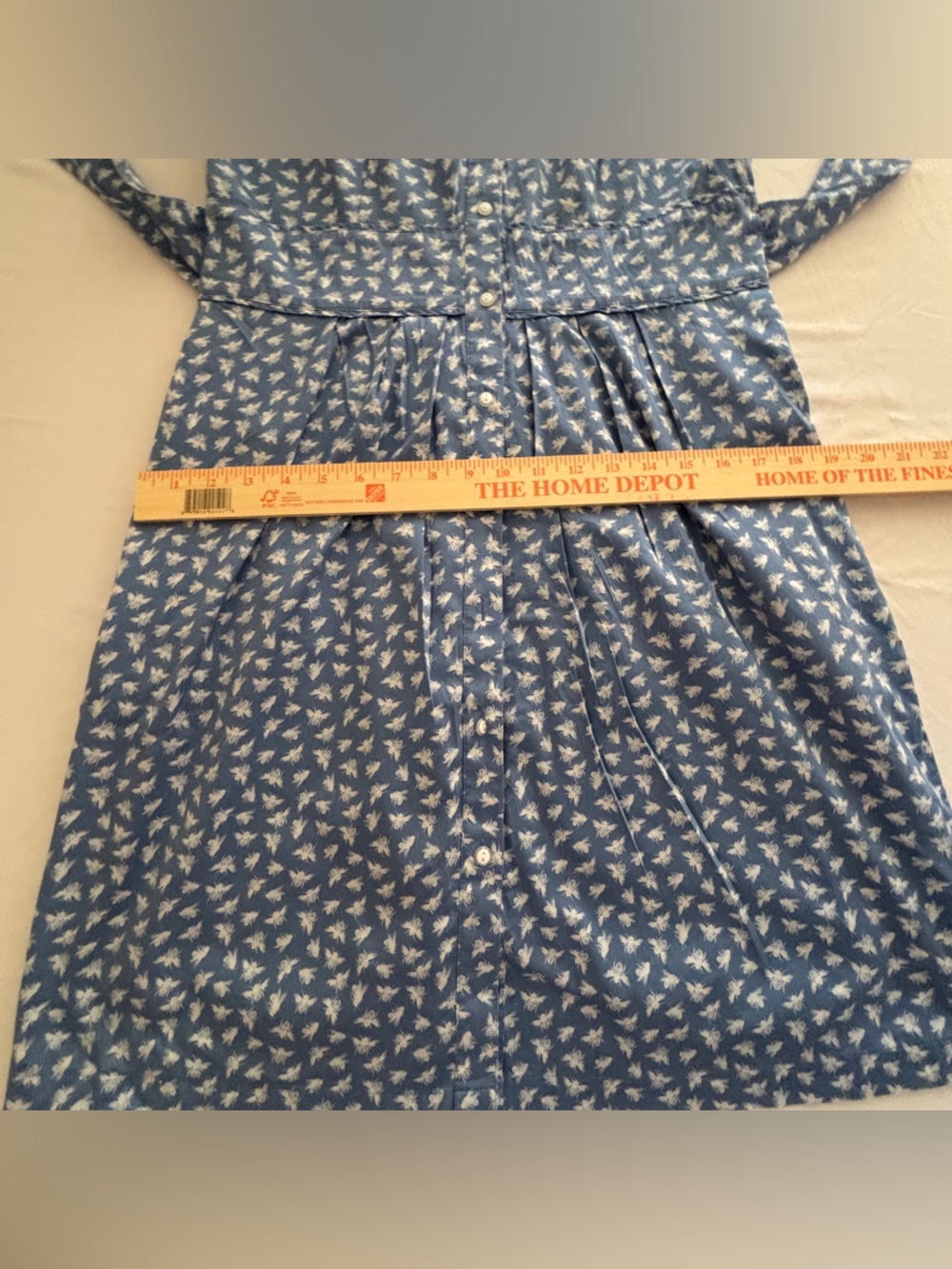 Saville Row Company Bumblee Print Blue Cotton Summer Dress Women’s Sz 12 - Picture 10 of 13